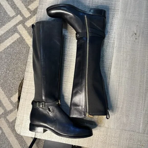 Michael Kors Womens Riding Boots Knee High Leather Black Size 6.5 Side Zip - Picture 7 of 10